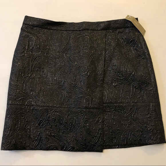 J. Crew Origami Skirt in Metallic Matelasse Mini Wrap Front Black Size 4 - Picture 3 of 15